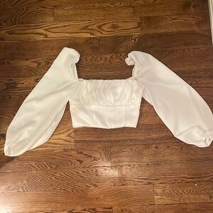 Princess Polly long sleeve white crop top